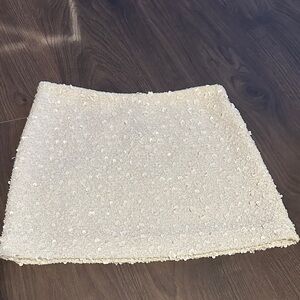 Zara Cream Sequin Mini Skirt